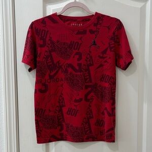 Jordan Red Graphic Short Sleeve Tee with Black Logo